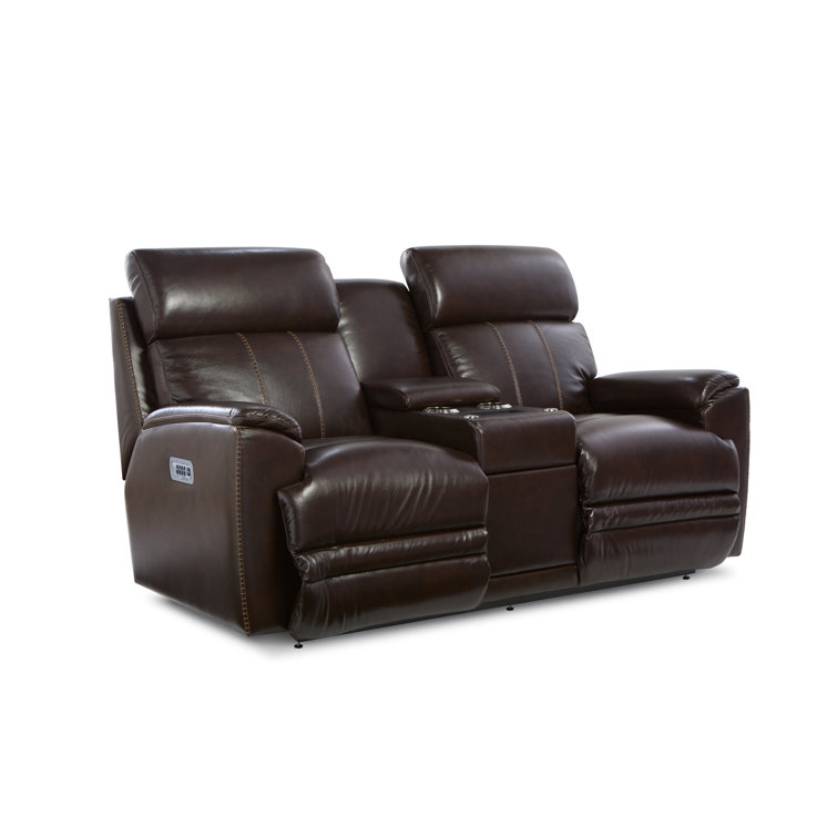 LaZBoy Talladega Power Leather Match Reclining Loveseat with Console